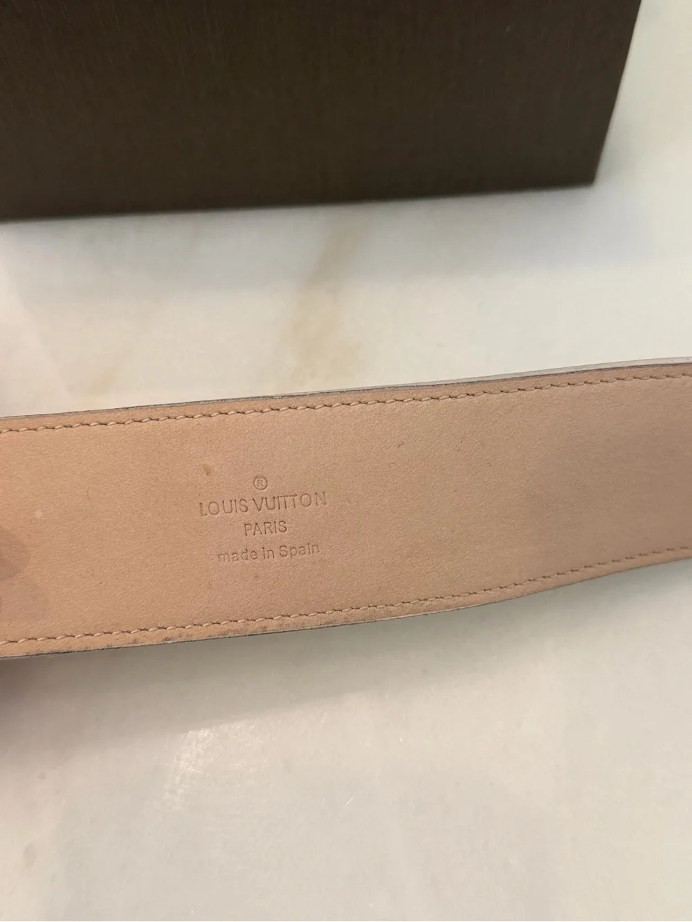 Louis Vuitton Damier Azur Canvas Belt with Gold LV Buckle - White/Gold
